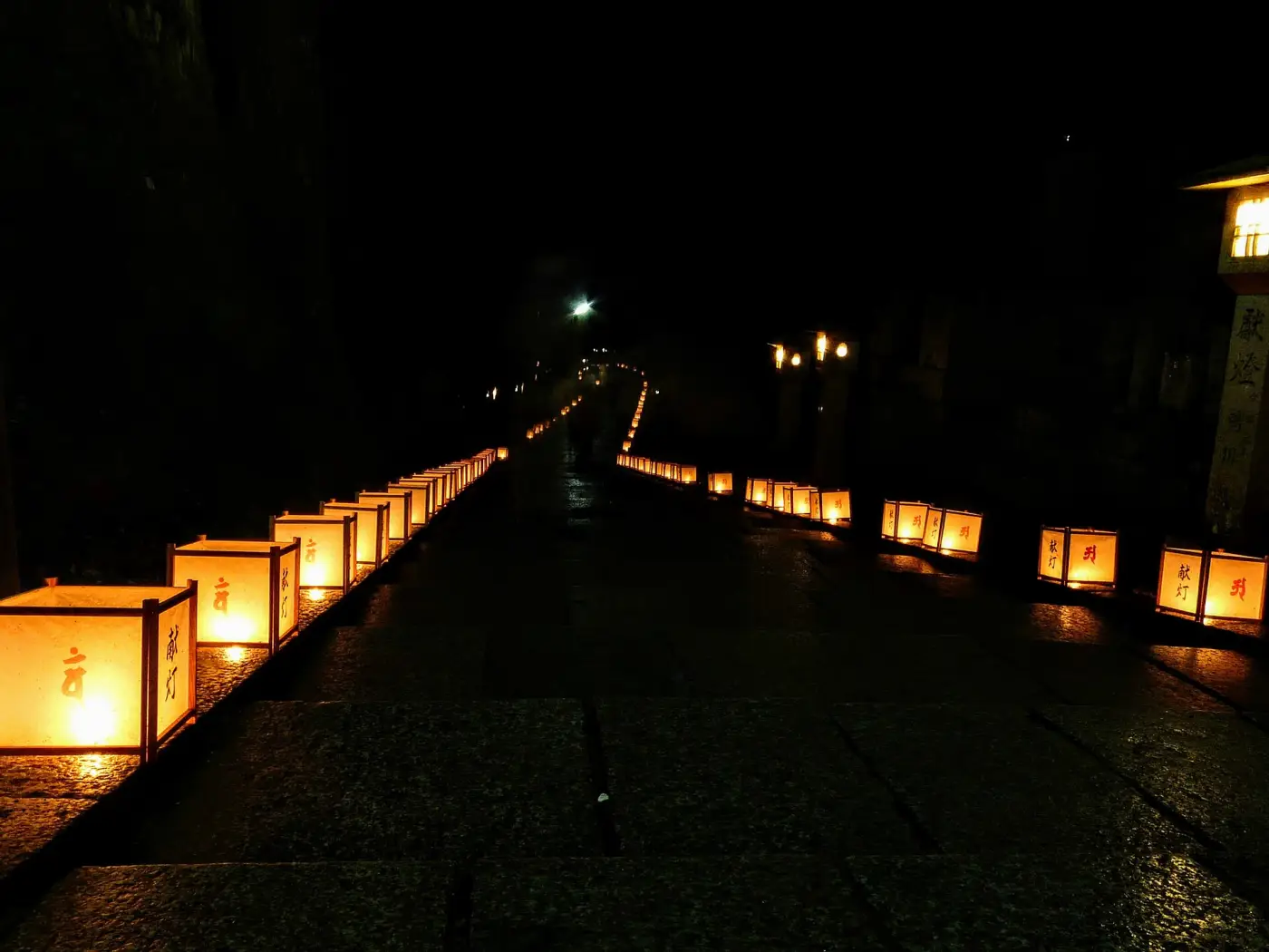 Le lanterne dell'Okunoin a Koyasan di notte